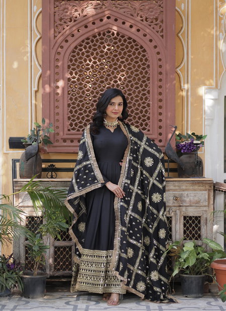 KA 1139 Georgette With Embroidery Work Gown With Dupatta Suppliers In India